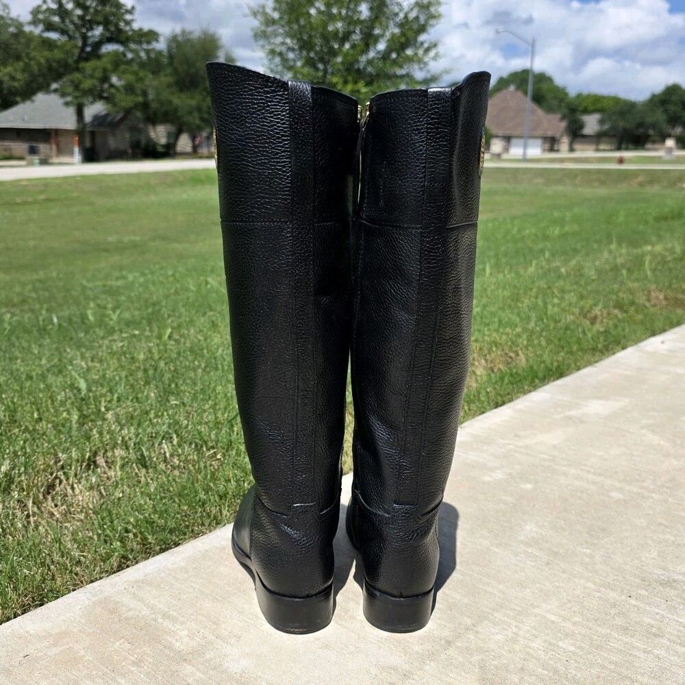 Tory Burch Black Junction Tall Riding Boot Soft Pebbled Leather SIZE 6M - Picture 4 of 8